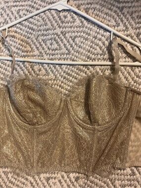 Victoria's Secret Champagne Lace Bustier Top